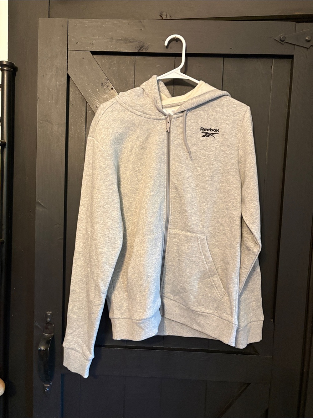 Reebok Gray Full-Zip Hooded Performance Jacket